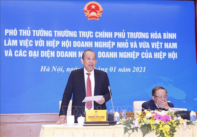 Trong ảnh: Phó Thủ tướng Thường trực Chính phủ Trương Hòa Bình phát biểu. Ảnh: Doãn Tấn - TTXVN