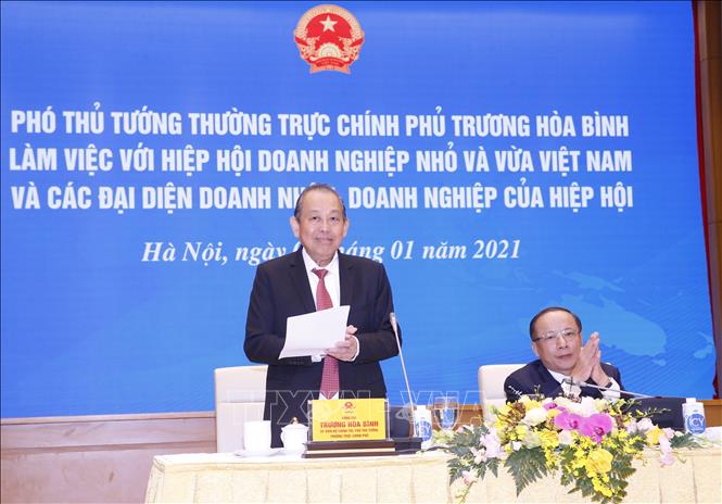 Trong ảnh: Phó Thủ tướng Thường trực Chính phủ Trương Hòa Bình phát biểu. Ảnh: Doãn Tấn - TTXVN