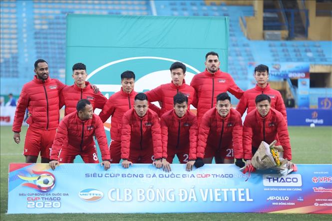 Trong ảnh: Đội hình xuất phát của CLB Viettel trong trận tranh Siêu cúp Quốc gia 2020. Ảnh: Tuấn Anh - TTXVN
