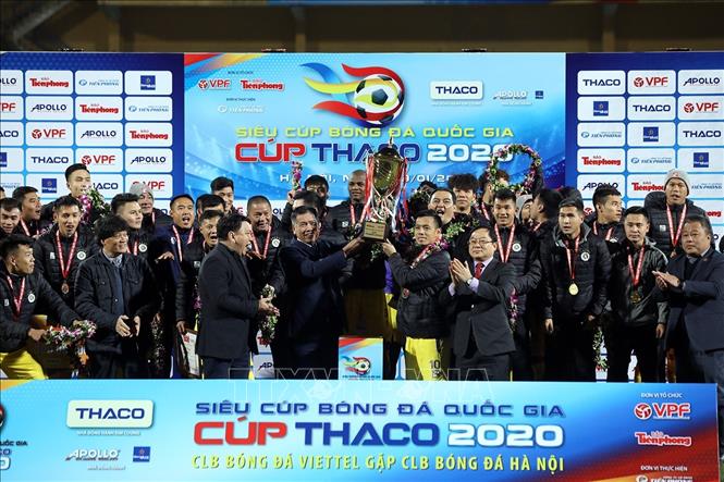 Trong ảnh: CLB Hà Nội giành Siêu cúp Quốc gia 2020. Ảnh: Phan Tuấn Anh - TTXVN
