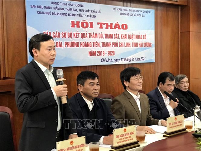 Tiến sỹ Nguyễn Văn Đoàn, Giám đốc Bảo tàng Lịch sử Quốc gia phát biểu tại hội thảo. Ảnh: Mạnh Tú - TTXVN