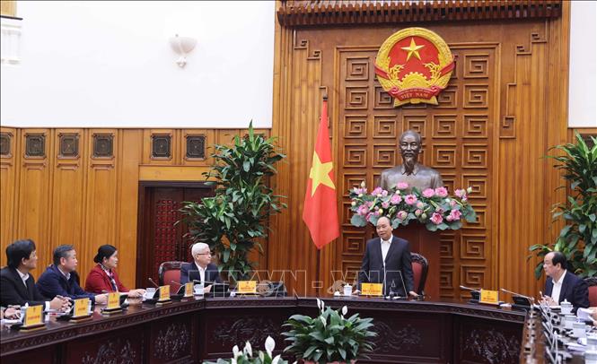 Thủ tướng Nguyễn Xuân Phúc phát biểu tại buổi làm việc. Ảnh: Thống Nhất – TTXVN
