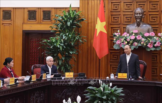 Thủ tướng Nguyễn Xuân Phúc phát biểu tại buổi làm việc. Ảnh: Thống Nhất – TTXVN