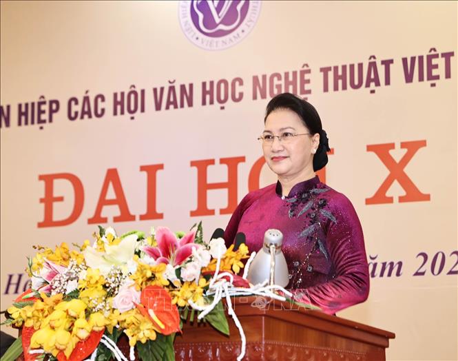 Trong ảnh: Chủ tịch Quốc hội Nguyễn Thị Kim Ngân phát biểu tại Đại hội. Ảnh: Trọng Đức - TTXVN