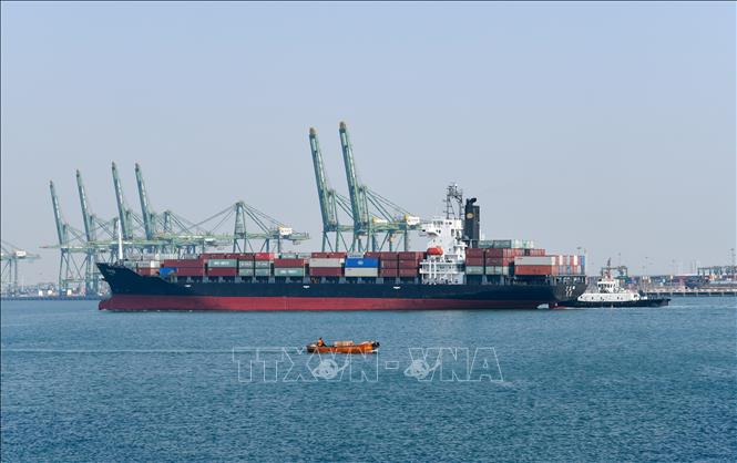 Trong ảnh: Tàu chở hàng hóa cập cảng ở Thiên Tân, Trung Quốc, ngày 4/11/2020. Ảnh: THX/ TTXVN