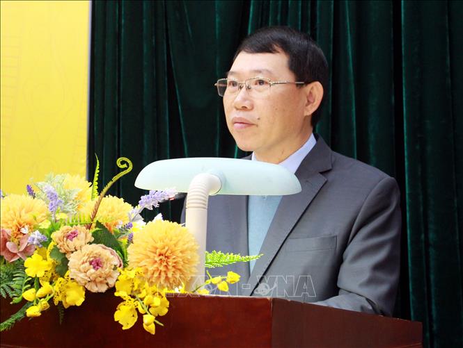 Trong ảnh: Chủ tịch UBND tỉnh Bắc Giang Lê Ánh Dương phát biểu tại buổi lễ. Ảnh: Đồng Thúy-TTXVN