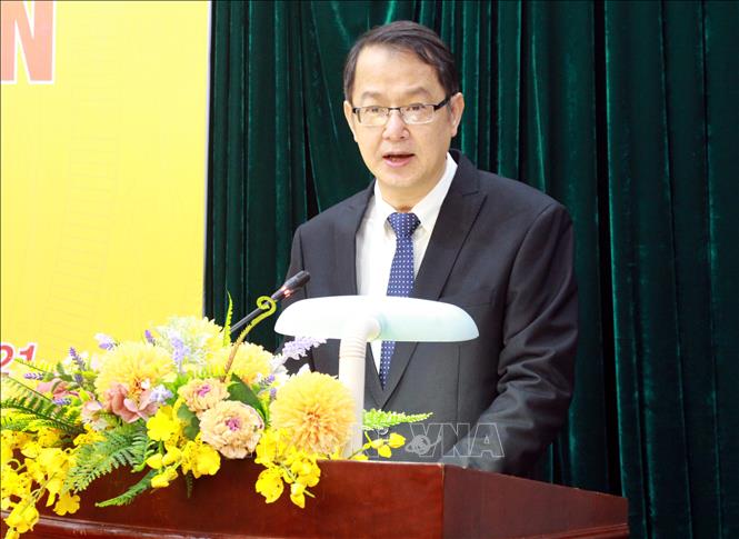 Trong ảnh: Ông Trác Hiến Hồng, Tổng giám đốc Tập đoàn Foxconn tại Việt Nam, phát biểu tại buổi lễ. Ảnh: Đồng Thúy-TTXVN