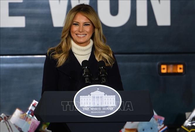 Trong ảnh: Đệ nhất phu nhân Mỹ Melania Trump phát biểu tại Washington, DC ngày 8/12/2020. Ảnh: AFP/TTXVN