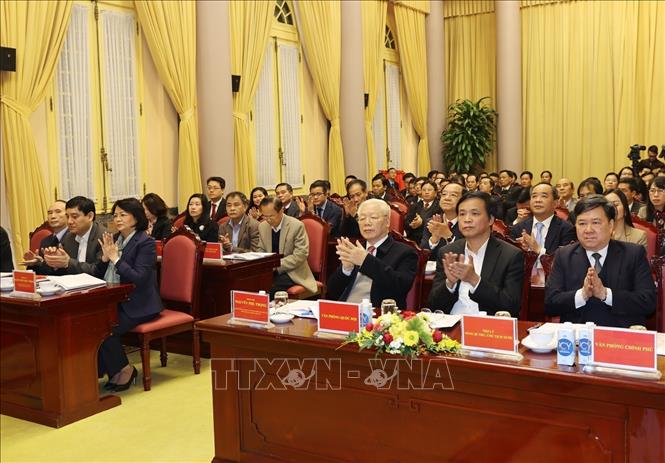 Tổng Bí thư, Chủ tịch nước Nguyễn Phú Trọng dự Hội nghị triển khai nhiệm vụ năm 2021 của Văn ...