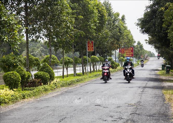 Trong ảnh: “Đoạn đường đẹp” dài 4,5 km là Công trình tiêu biểu do Đảng bộ, chính quyền và người dân xã Ngọc Chúc thực hiện để chào mừng Đại hội đại biểu toàn quốc lần thứ XIII của Đảng. Ảnh: Hồng Đạt - TTXVN