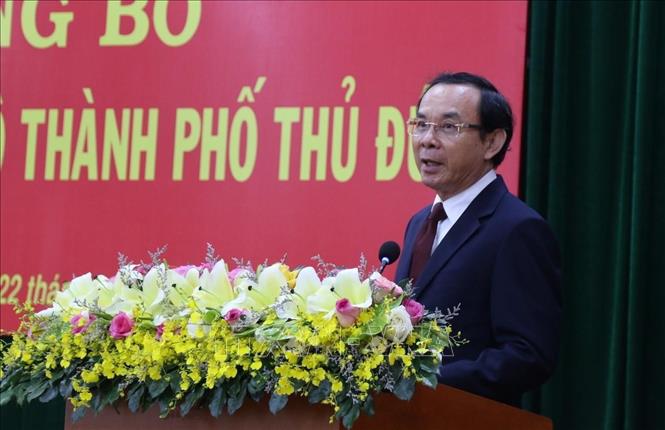 Trong ảnh: Bí thư Thành uỷ TP. Hồ Chí Minh Nguyễn Văn Nên phát biểu tại buổi lễ. Ảnh: Trần Xuân Tình - TTXVN