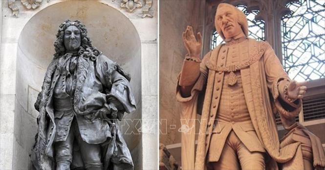 Trong ảnh: Tượng hai chính khách thời kỳ thuộc địa Anh là John Cass (trái) và William Beckford (phải). Ảnh: Metro/TTXVN