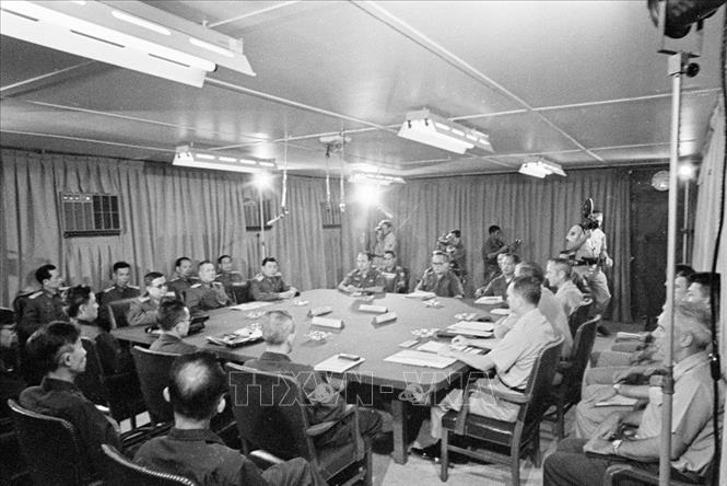 Trong ảnh: Phiên họp đầu tiên của Ban Liên hợp quân sự 4 bên trung ương tại Sài Gòn ngày 2/2/1973. Ảnh: TTXVN