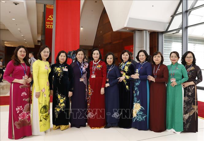 Trong ảnh: Các đại biểu nữ dự Đại hội ngày 27/1. Ảnh: TTXVN