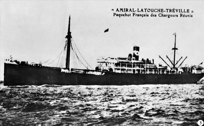 Trong ảnh: Ảnh chụp chiếc tàu Latouche Treville đã đưa người thanh niên yêu nước Nguyễn Tất Thành ra đi tìm đường cứu nước từ bến cảng Nhà Rồng ngày 5/6/1911. Ảnh: TTXVN