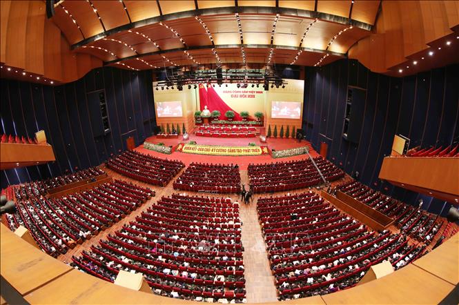 Trong ảnh: Toàn cảnh phiên thảo luận các văn kiện Đại hội XIII của Đảng tại hội trường Trung tâm Hội nghị Quốc gia, sáng 28/1/2021. Ảnh: TTXVN
