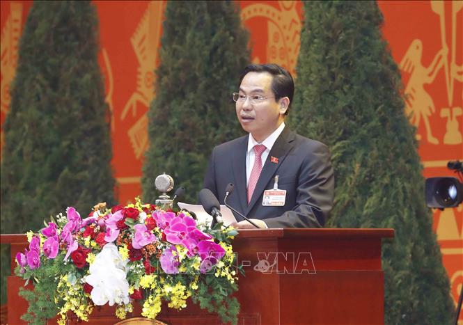 Trong ảnh: Đồng chí Lê Quang Mạnh, Bí thư Thành ủy Cần Thơ trình bày tham luận. Ảnh: TTXVN