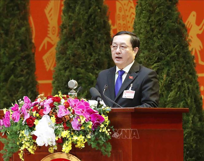 Trong ảnh: Đồng chí Huỳnh Thành Đạt, Ủy viên Trung ương Đảng, Bộ trưởng Bộ Khoa học và Công nghệ trình bày tham luận. Ảnh: TTXVN