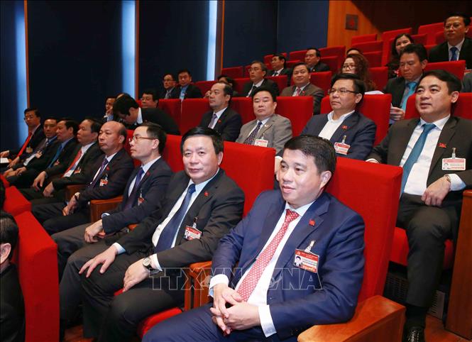 Trong ảnh: Đoàn đại biểu Đảng bộ Khối Doanh nghiệp Trung ương dự phiên thảo luận các văn kiện đại hội tại hội trường, sáng 28/1. Ảnh: TTXVN