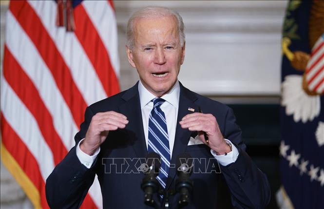 Trong ảnh: Tổng thống Mỹ Joe Biden phát biểu tại Washington, DC ngày 27/1/2021. Ảnh: AFP/TTXVN