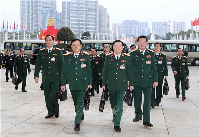 Tham dự Đại hội có 125 đại biểu Quân đội, trong đó 61 đại biểu chính thức được Đại hội Đảng bộ Quân đội lần thứ XI bầu; 64 đại biểu được Đại hội Đảng bộ các tỉnh, thành phố trực thuộc Trung ương bầu. Ảnh: TTXVN