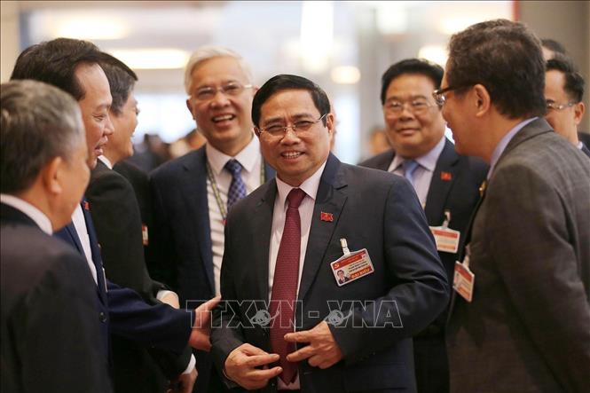 Trong ảnh: Đồng chí Phạm Minh Chính, Uỷ viên Bộ Chính trị, Bí thư Trung ương Đảng, Trưởng Ban Tổ chức Trung ương và các đại biểu dự Đại hội. Ảnh: TTXVN