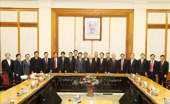 Photo: Party General Secretary, State President Nguyen Phu Trong and other delegates attend the ceremony. VNA Photo: Trí Dũng  