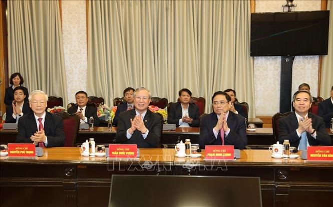 Photo: Party General Secretary, State President Nguyen Phu Trong and other delegates attend the ceremony. VNA Photo: Trí Dũng  