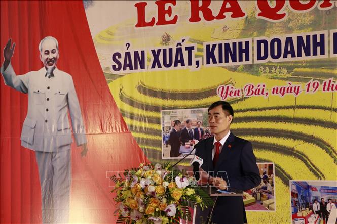 Trong ảnh: Ông Đỗ Quang Minh, Bí thư Đảng ủy Khối cơ quan và doanh nghiệp tỉnh Yên Bái phát biểu tại lễ ra quân sản xuất, kinh doanh năm 2021. Ảnh: Việt Dũng - TTXVN