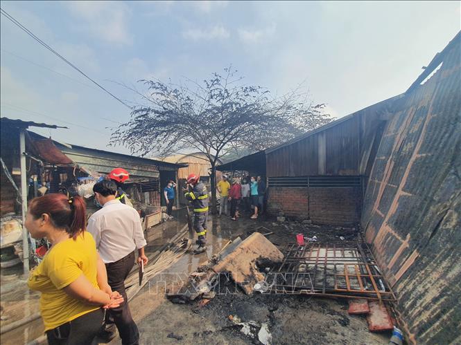 Trong ảnh: Hiện trường vụ hỏa hoạn. Ảnh: TTXVN phát