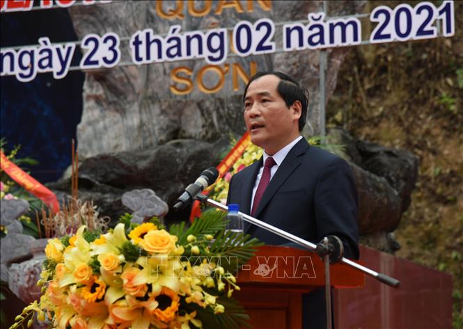 Phó Chủ tịch UBND tỉnh Lạng Sơn Dương Xuân Huyên phát biểu tại Lễ kỷ niệm. Ảnh: Quang Duy – TTXVN