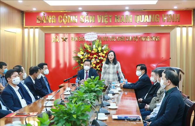 Bà Nguyễn Thị Kim Tiến, Trưởng Ban bảo vệ, chăm sóc sức khỏe cán bộ Trung ương phát biểu. Ảnh: Phương Hoa - TTXVN