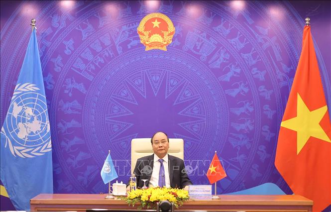 Trong ảnh: Thủ tướng Chính phủ Nguyễn Xuân Phúc phát biểu tại điểm cầu Hà Nội. Ảnh: Thống Nhất – TTXVN