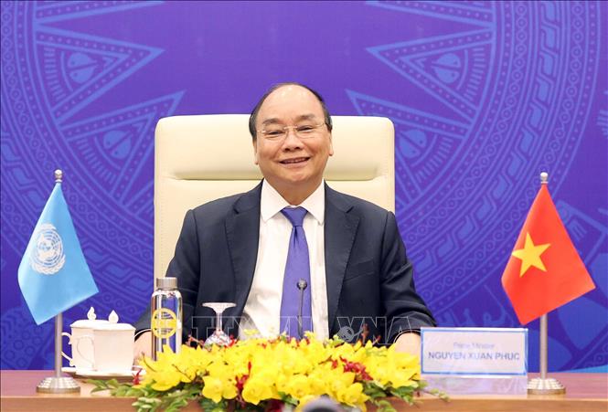 Trong ảnh: Thủ tướng Chính phủ Nguyễn Xuân Phúc phát biểu tại điểm cầu Hà Nội. Ảnh: Thống Nhất – TTXVN