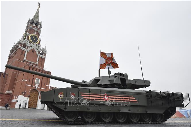 Trong ảnh (tư liệu): Xe tăng T-14 Armata tham gia lễ duyệt binh nhân kỉ niệm Ngày Chiến thắng ở Moskva, Nga, ngày 9/5/2019. Ảnh: AFP/TTXVN