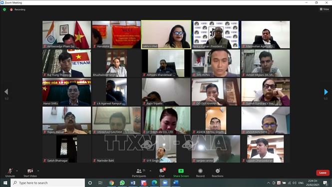 Trong ảnh: Hội nghị xúc tiến thương mại đầu tư Việt Nam-Ấn Độ theo hình thức trực tuyến. Ảnh: Huy Lê - P/v TTXVN tại Ấn Độ