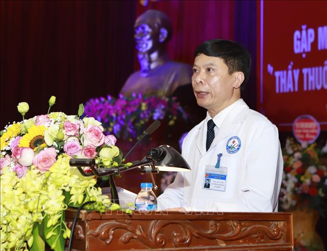 Trong ảnh: Giám đốc Sở Y tế Vĩnh Phúc Nguyễn Thanh Hải  phát biểu tại hội nghị. Ảnh: Hoàng Hùng - TTXVN