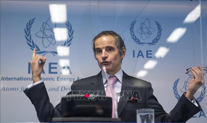 Trong ảnh: Tổng Giám đốc Cơ quan Năng lượng Nguyên tử quốc tế (IAEA) Rafael Grossi phát biểu tại cuộc họp báo ở Vienna, Áo ngày 1/3/2021. Ảnh: AFP/TTXVN
