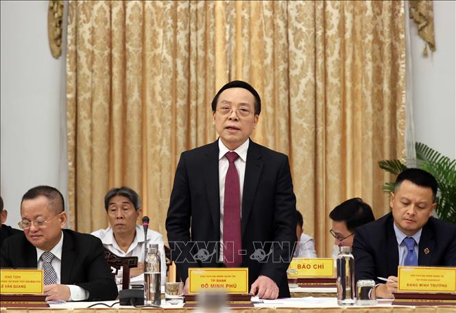 Trong ảnh: Ông Đỗ Minh Phú, Chủ tịch HĐQT TP Bank phát biểu. Ảnh: Thống Nhất - TTXVN