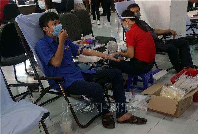 Trong ảnh: Tình nguyện viên tham gia hiến máu. Ảnh: Trung Kiên - TTXVN