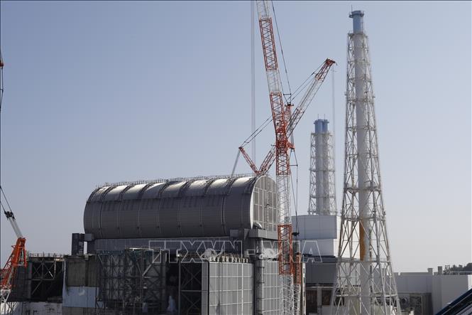 Trong ảnh: Lò phản ứng số 3 của Nhà máy Điện hạt nhân Fukushima số 1 tại thời điểm tháng 10/2019. Ảnh: Đào Thanh Tùng-phóng viên TTXVN tại Nhật Bản