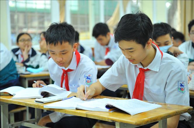 Võ Minh Quang hiện đang học lớp 9A3 tại trường THCS Giảng Võ, Ba Đình, Hà Nội. Ảnh: Minh Đức - TTXVN