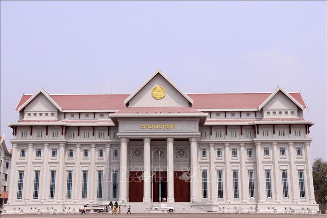 Photo: An outside view of the new National Assembly Building of Laos. VNA Photo: Phạm Kiên