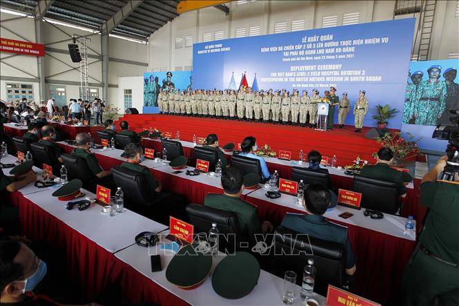 Trong ảnh: Quang cảnh Lễ xuất quân Bệnh viện dã chiến cấp 2 số 3 lên đường làm nhiệm vụ tại Bentiu, Nam Sudan. Ảnh: Thanh Vũ – TTXVN
