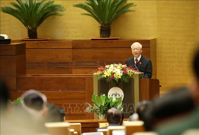 Tổng Bí thư, Chủ tịch nước Nguyễn Phú Trọng báo cáo tổng ...
