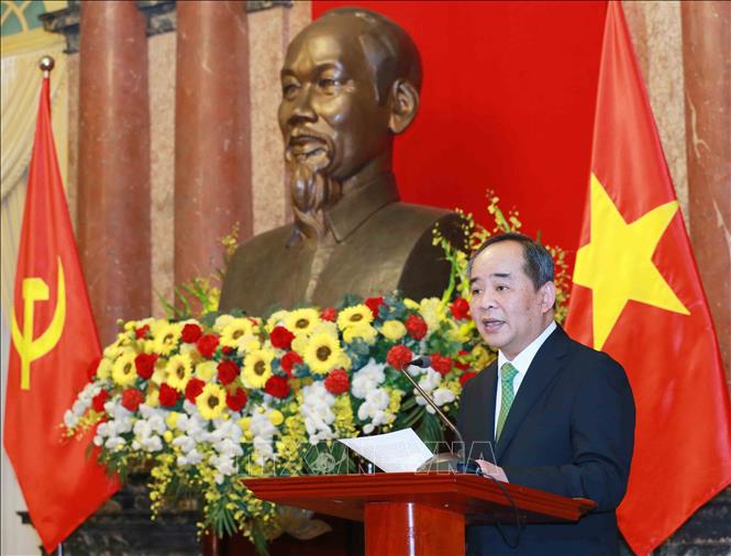 Đồng chí Lê Khánh Hải, Uỷ viên Trung ương Đảng, Chủ nhiệm Văn phòng Chủ tịch nước phát biểu tại Lễ công bố Ảnh: Phương Hoa – TTXVN
