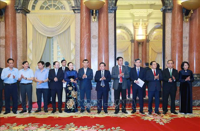 Phó Chủ tịch nước Đặng Thị Ngọc Thịnh và các đại biểu dự Lễ công bố. Ảnh: Phương Hoa - TTXVN