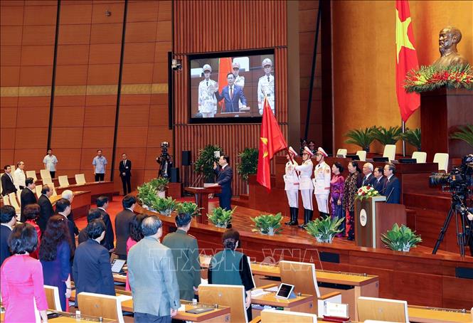 Photo: NA Chairman Vuong Dinh Hue in the swearing-in ceremony. VNA Photo