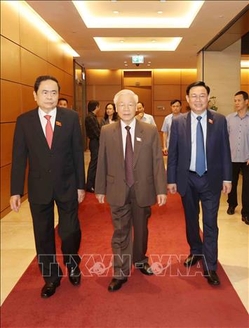 Tổng Bí thư, Chủ tịch nước Nguyễn Phú Trọng đến dự kỳ họp. Ảnh: Trí Dũng - TTXVN