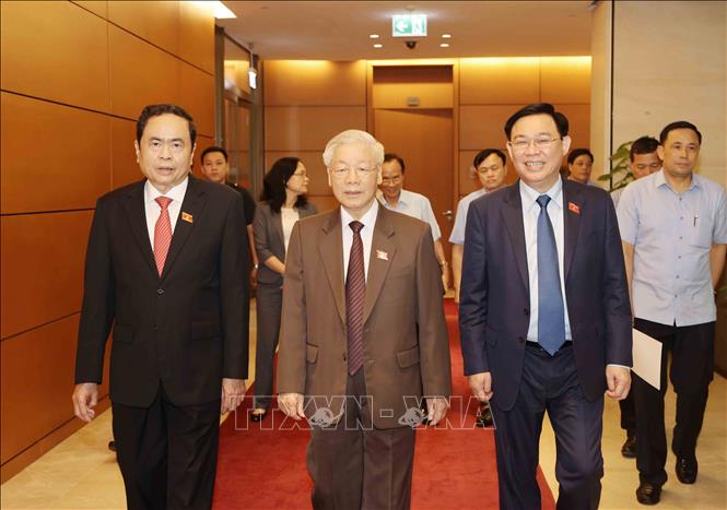 Tổng Bí thư, Chủ tịch nước Nguyễn Phú Trọng đến dự kỳ họp. Ảnh: Trí Dũng - TTXVN